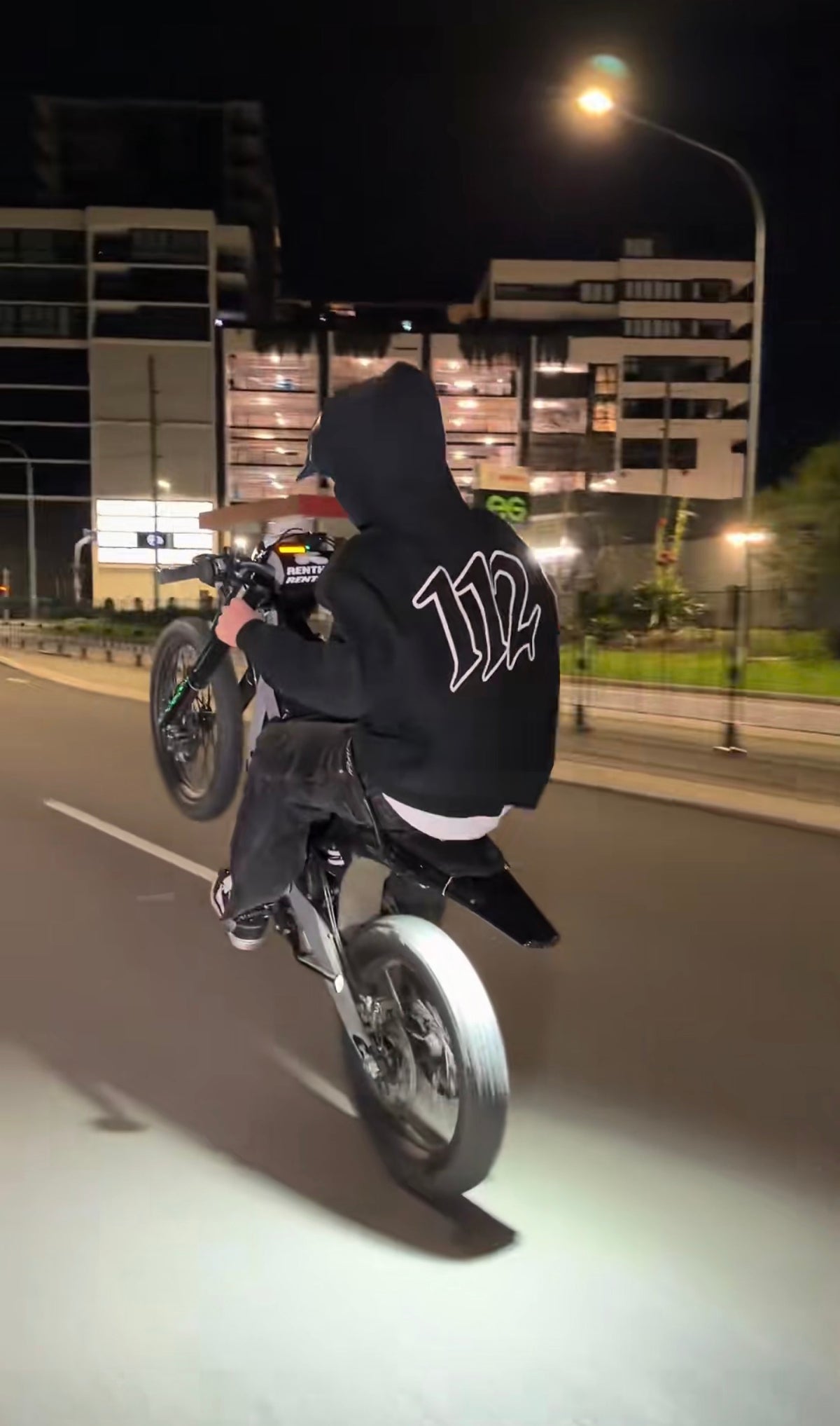 112 Hoodie worn on a night ride